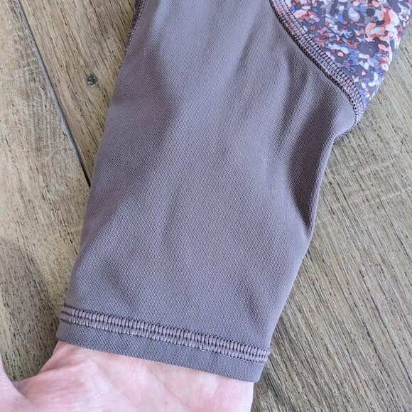 Athleta Rainier Printed Mesh Tight Sandstone Smoke Almond High Waist size S - Picture 6 of 13